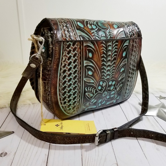Patricia Nash | Bags | Patricia Nash Tooled Turquoise Savini Saddle Bag